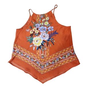 BCX Orange Floral Asymmetrical Camisole Top Size: M